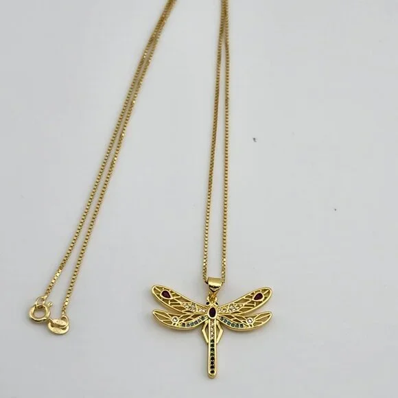 Last One Brand New Multi Colored DragonFly Necklace - Picture 3 of 12